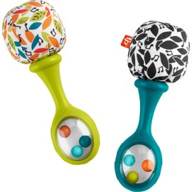 Fisher-Price Newborn Toys Rattle ‘n Rock Maracas, 2 Soft Musical Instruments for Developmental Play Babies Ages 3+ Months, Neutral Colors