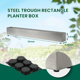 GZGNEEVL Trough Rectangle Planter Long Window Sill Planter Box Stainless Steel Window Planters Modern Succulent Planter Slivery 32 in Metal Windowsill Pot for Indoor Plants Herb Table Home Outdoor