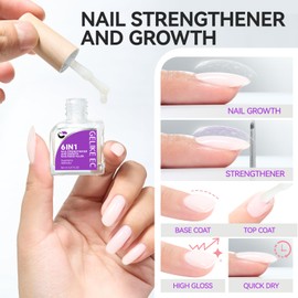 Gelike EC Nail Strengthener for Man: Milky White 6 in 1 Natural Nail Hardener Extra Strong and Growth - Nail Polish Hardener for Weak and Damaged Nails