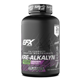 EFX Sports Kre-Alkalyn EFX | pH Correct Creatine Monohydrate Pill Supplement | Vegan Friendly | Strength & Muscle Growth | 90 Servings, 180 Veggie Capsules
