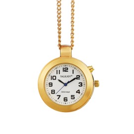 TalkJoy Gold Talking Watch Pendant Necklace Watch Gold Chain Time Announcement Women's Pocket Watch Senior Watch Blind Watch, gold