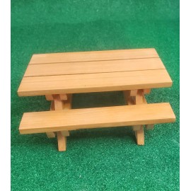 Etsy - Trees2Toys Dollhouse Picnic Table with Benches, Handmade Cedar Wood - Natural Cedar Stain