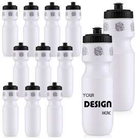 Talltalk 12 Pack Cheerleading Water Bottles Bulk 24 oz Reusable Plastic Cheer Water Bottles with Pull Top Cap Dishwasher Safe Cheerleader Drinking Bottle for Game Sports Dance Party(Silver)