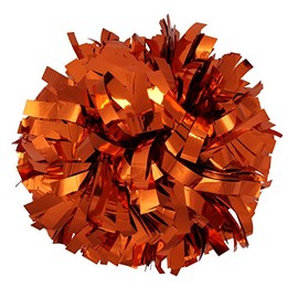 Metallic Cheerleader Cheerleading Pom Poms 6 inch 1 Pair 2 Pieces (Orange)