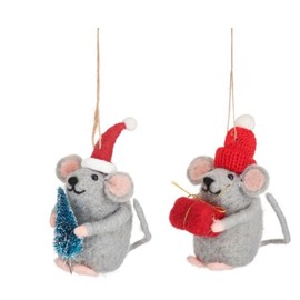 Sass & Belle Set of 2 Gifting Mice Christmas Tree Decorations