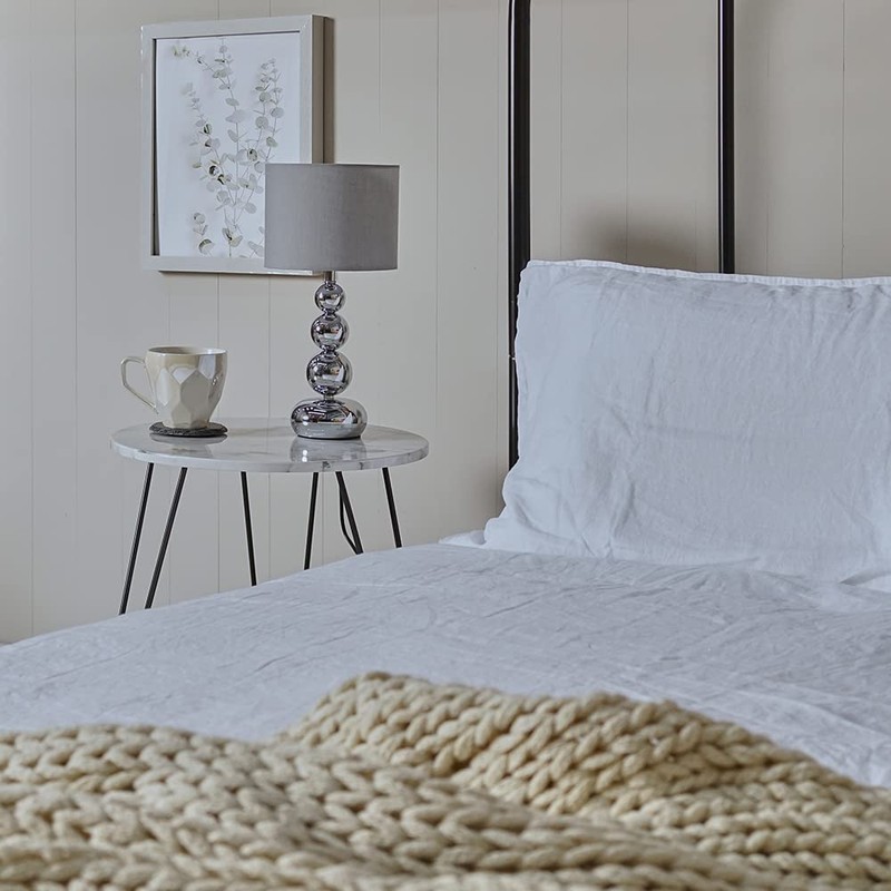 MiniSun | Marissa Modern Chrome Table Lamp with Grey Shade