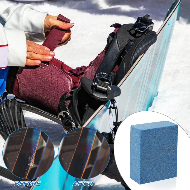 PEUTIER 5x4x2cm Gummy Rubber Abrasive Stone, Blue, 60 Grit, Snowboard