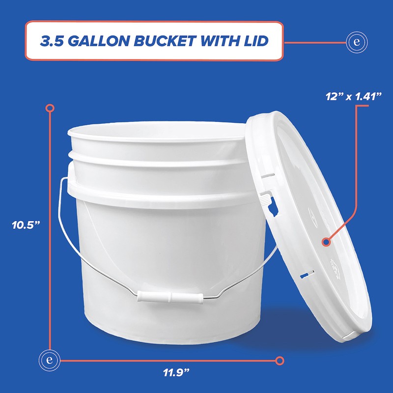 ePackageSupply, 3.5-Gallon White Plastic Bucket with Lid - Durable 90