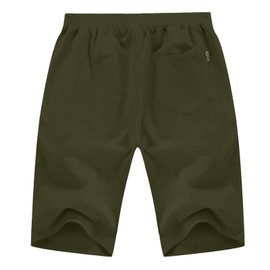 YTD Men's Shorts Casual Classic Fit Drawstring Summer Beach Shorts with Elastic Waist and Pockets M Army Green