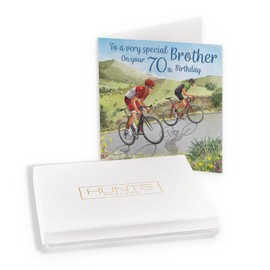 Hunts England - Boxed 70th Brother Road Cycling Birthday Card - Hill Climb - Road Bikes - Milo's - Age 70 Birthday Card For Brother - Age Seventy - In Keepsake Box