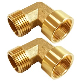 Uenede 2PCS Brass 3/4" NPT Female to 3/4" NPT Male Elbow Pipe Fitting for Water/Oil/Gas