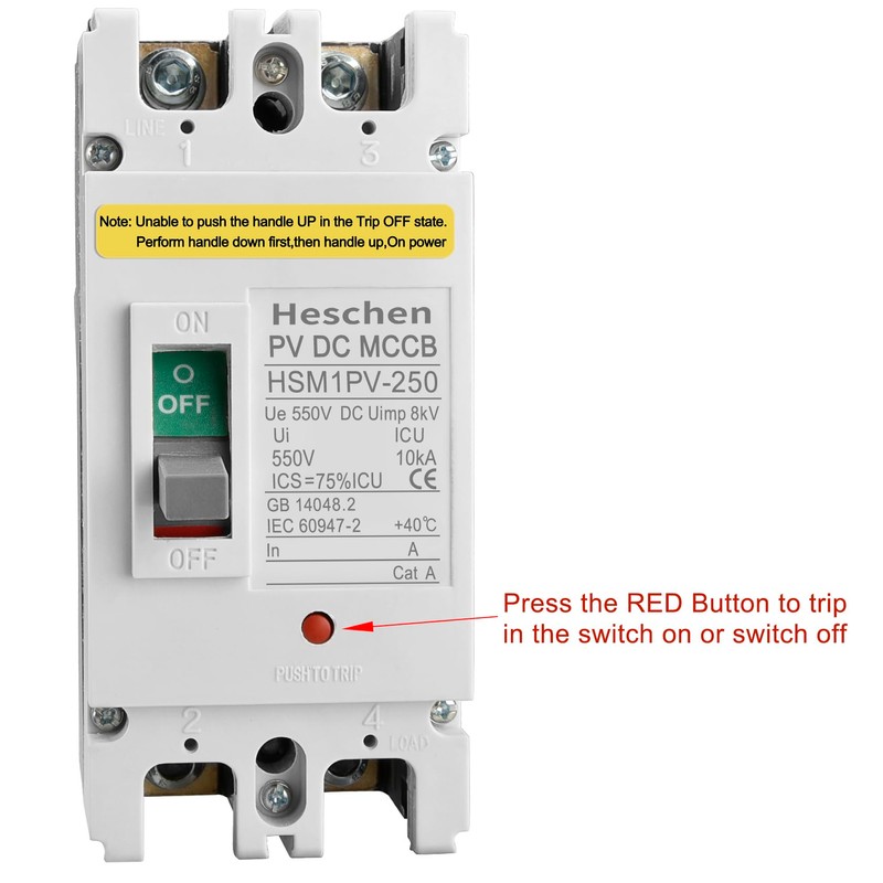 Heschen DC Molded Case Circuit Breaker MCCB, HSM1PV-250, 2 Poles,
