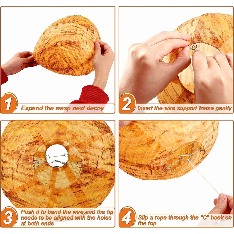 8 Pack Wasp Nest Decoy Effective Deterrence Hanging Fake Wasp