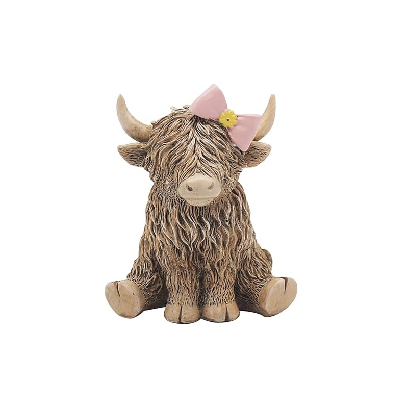 Reflections Bronze Resin Animal Ornament - 12cm Highland Cow With