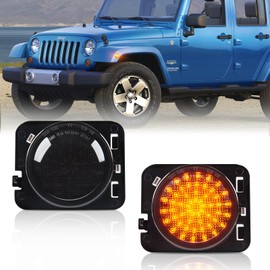 OZ-LAMPE LED Indicator Side Indicator for Jeep Wrangler JK 2007-2015, Indicator with Canbus Error Free, Black
