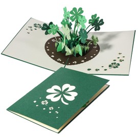 xianshi Lucky Clover, New Year's Card, 3D Birthday Card, Good Luck, Get Soon, Greeting Card with Four-Leaf Clover Motif, 13 x 18 cm, Handmade 3D Get Well Card, Friends and Lovers Special