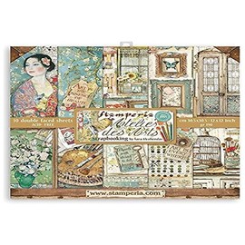 Stamperia Double-Sided Paper Pad 12"X12" 10 Pack - Atelier Des Arts, 10 Designs/1 Each