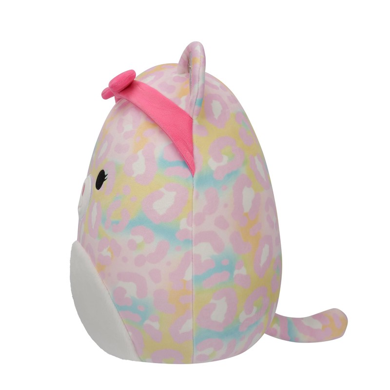 Squishmallows SQCR05426 12-Inch-Michaela Rainbow Leopard with Pink Headband, Multicolour