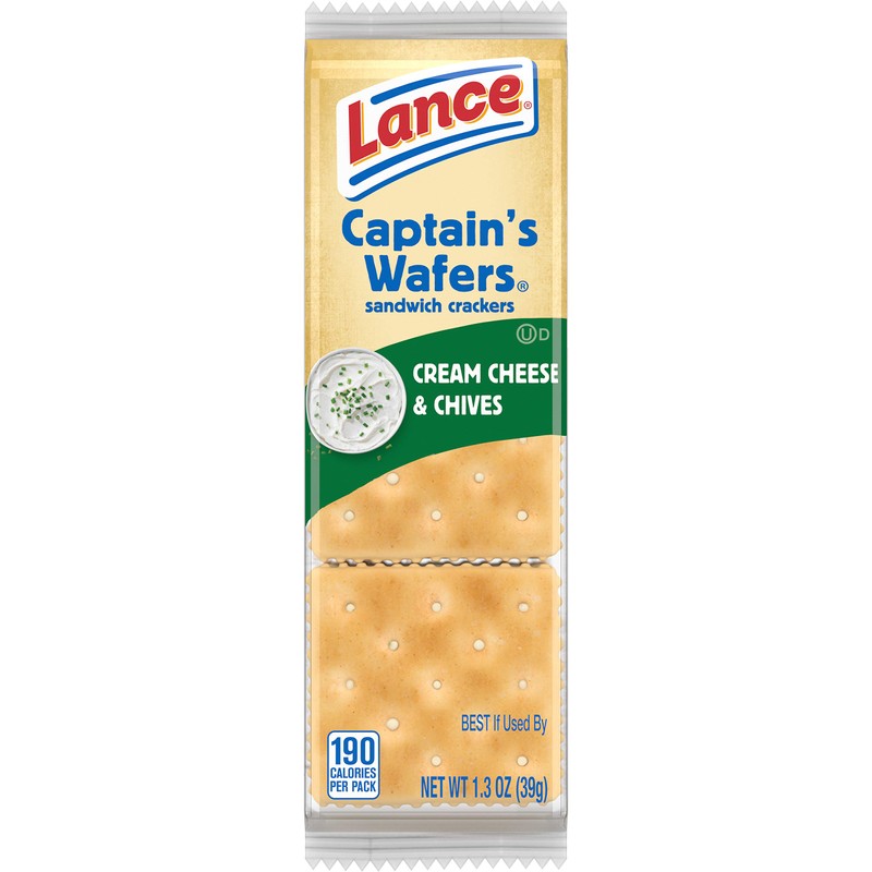 Lance Sandwich Crackers, Captain's Wafers Cream Cheese and Chives, 8