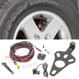 Quadratec Spare Tire Mount Backup Camera - Fits Jeep Wrangler JK & JKU 2007-18 with Aftermarket Stereo - Includes Camera, Mounting Bracket, Wiring Harness & Instructions - Plug & Play Installation