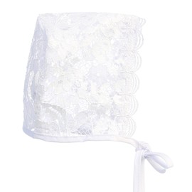 Baby Christening Bonnet for Baby Girl - Baby Lace Hat - White Baby Bonnet Newborn for Baptism - Accesorios para Bautizo Niña Size 3-6 Months 6