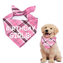Waghaw Dog Birthday Bandana Dog Birthday Boy Girl Dog Birthday Supplies for Small Medium Large Pet（light pink,Large）