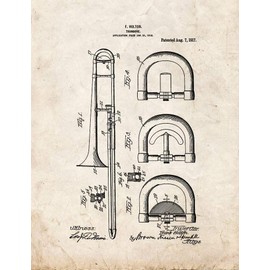 Frame a Patent Trombone M12487 Lacquer Print