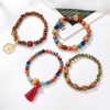 LICHUANUK Boho 4 Stück Armbänder Holzperlen Quaste Armband, Chakra Armband