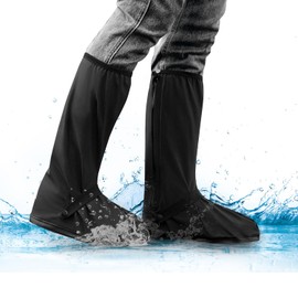 JUSTTOP rain Shoe Covers Waterproof, Recyclable Waterproof Shoe Covers, Shoe Covers for rain with Zipper, Foldable & Non-Slip, rain Shoe Covers, Unisex Rainboots, Reflector (Large)