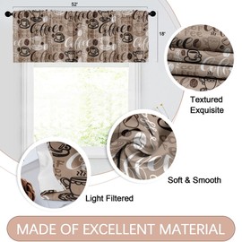 Emvency 2 Pack Valances Window Treatments, Coffee Brown Retro Vintage Blackout Adjustable for Living Room Bathroom Bedroom Kitchen Over Sink, 18x52 Inch Rod Pocket Valances