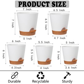 SE SUN-E Plant Pots Outdoor Self Watering Pots, Flower Pots with Drainage Hole and Reservoir White Plastic Planters for Indoor Plants Home Decorations Gift Idea 5Pack