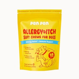PENPEN Dog Allergy Relief Chews, Dog Itching Skin Relief, Omega 3 for Dogs Itch Supplement, Relieve Seasonal Allergy, Provide Immune Support (Peanut Butter Chews, 50ct)