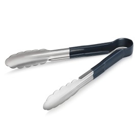 New Star Foodservice 534583 9-Inch Utility Spring Tongs, Stainless Steel, Vinyl Coated, Set of 12, Blue