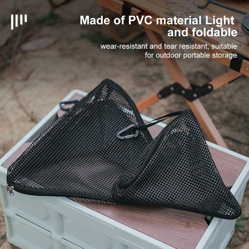 Camping Dry Net, Durable Triangle Hanging Bag with Hook, Camping