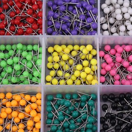 900 piezas de tachuelas de cabeza redonda, alfileres de cabeza redonda, mapa, alfileres de empuje de plástico, tachuelas de mapa para mapa del mundo, tablero de corcho, marcado de tela