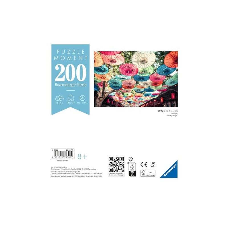 Ravensburger 13307 Rompecabezas 200 Piezas Adultos: Umbrellas, Multicolor