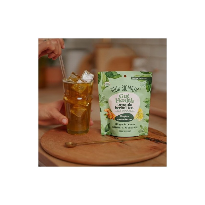 Four Sigmatic Gut Health Organic Herbal Tea | Organic Lemon