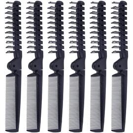 Qjaiune 6PCS Travel Foldable Brush Comb Portable Folding Comb, Anti-Static Hair Comb Mini Pocket Comb, Double Headed Hair Brush Plastic Folding Comb for Men Women (Dark Sapphire Blue)