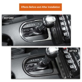 Car Gear Shift Panel Trim Cover Frame Interior Accessories for Ford Mustang 2015 2016 2017 (Carbon Fiber Grain)