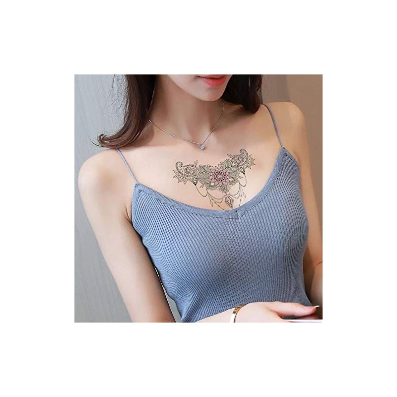 6 Sheets Underboob Tattoos Breast Tattoos Flowers Tattoo Set Zoe