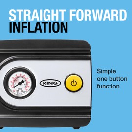 Ring TYREINFLATE 10 Analogue Tyre Inflator with Three Adaptors - Measures in PSI, BAR and kPA