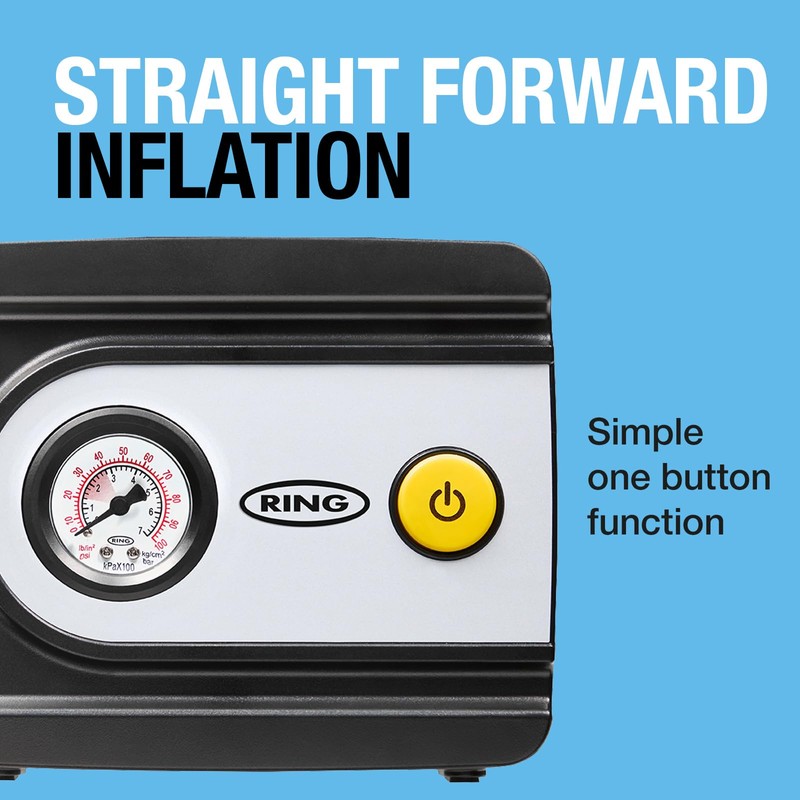 Ring TYREINFLATE 10 Analogue Tyre Inflator with Three Adaptors -