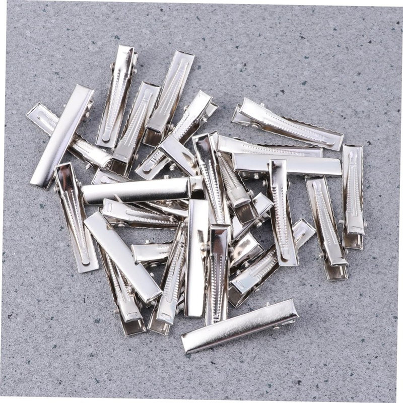 Healeved 50pcs Mini Silver Alligator Hair Clips with Teeth DIY