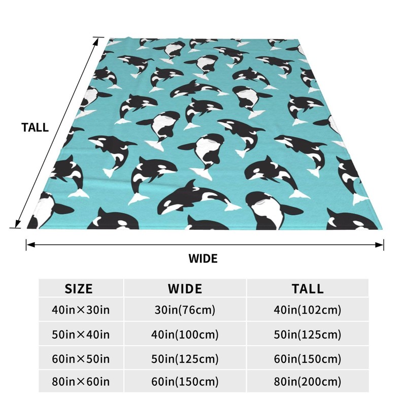 Chioee MT0992XA Flannel Blanket Throw Orca Pattern, Cute Animal, Stylish