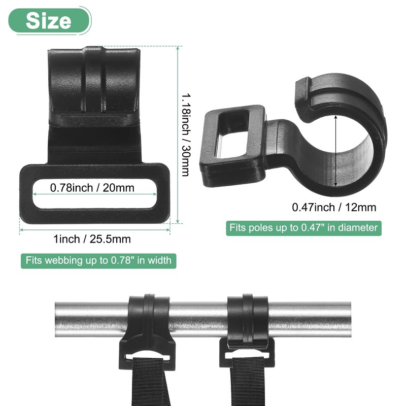 TIXIPEM 0.47IN Tent Pole Clips [30PCS] - C-Shaped Clamp Use