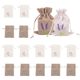 CHENYU Pack of 16 Lavender Bags Empty White and Linen Reusable with Drawstring Lavender Bags Suitable for Spices Dried Flowers Lavender Ornaments