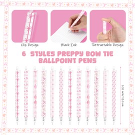 Jetec 60 Pcs Ballpoint Pens Sets Coquette Bow Tie Preppy Girly Stuff Aesthetic Retractable Pens Back to School Office Supplies Gift for Student Teacher Daughter School Office Coworker Favor, Pink Bow