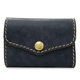 Cham PUEBLO CMSP-012 NAVY Trifold Wallet, Mini Wallet, Coin Purse, Box Type, Italian Leather, Pueblo, Genuine Leather, Made in Japan, navy