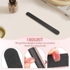 HeeYaa Lima de uñas, 10 unidades profesionales de doble cara de grano 100/180, lima de uñas de esmeril, herramienta de manicura y pedicura negra y lim