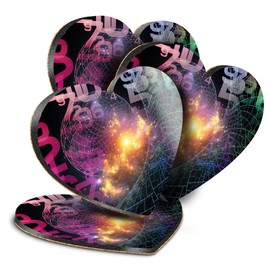 Destination Vinyl ltd Great Coasters (Set of 4) Heart - Maths Science Fiction Drink Glossy Coasters/Tabletop Protection for Any Table Type #2575